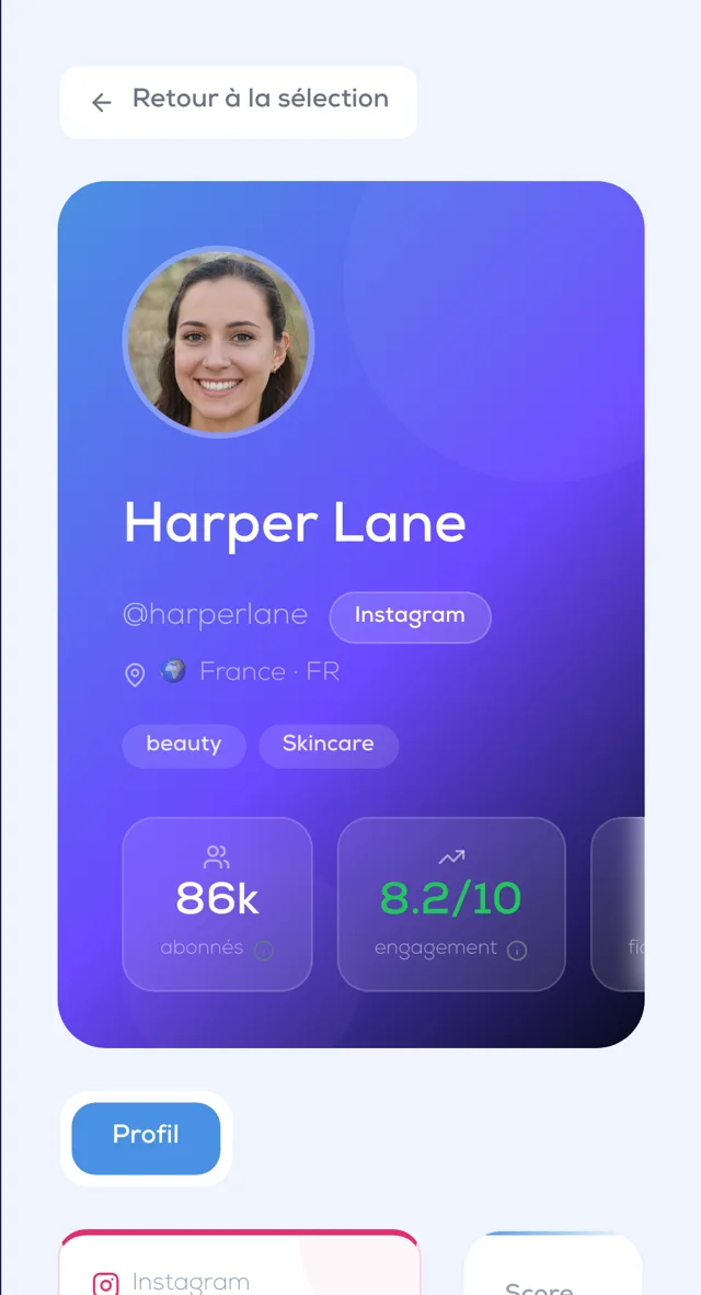 Profil créateur BELYA sur mobile